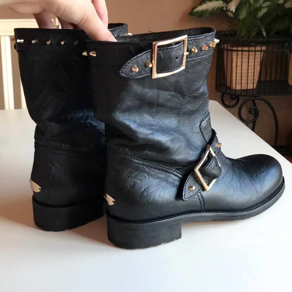 leather gold studded Jimmy Choo Boots